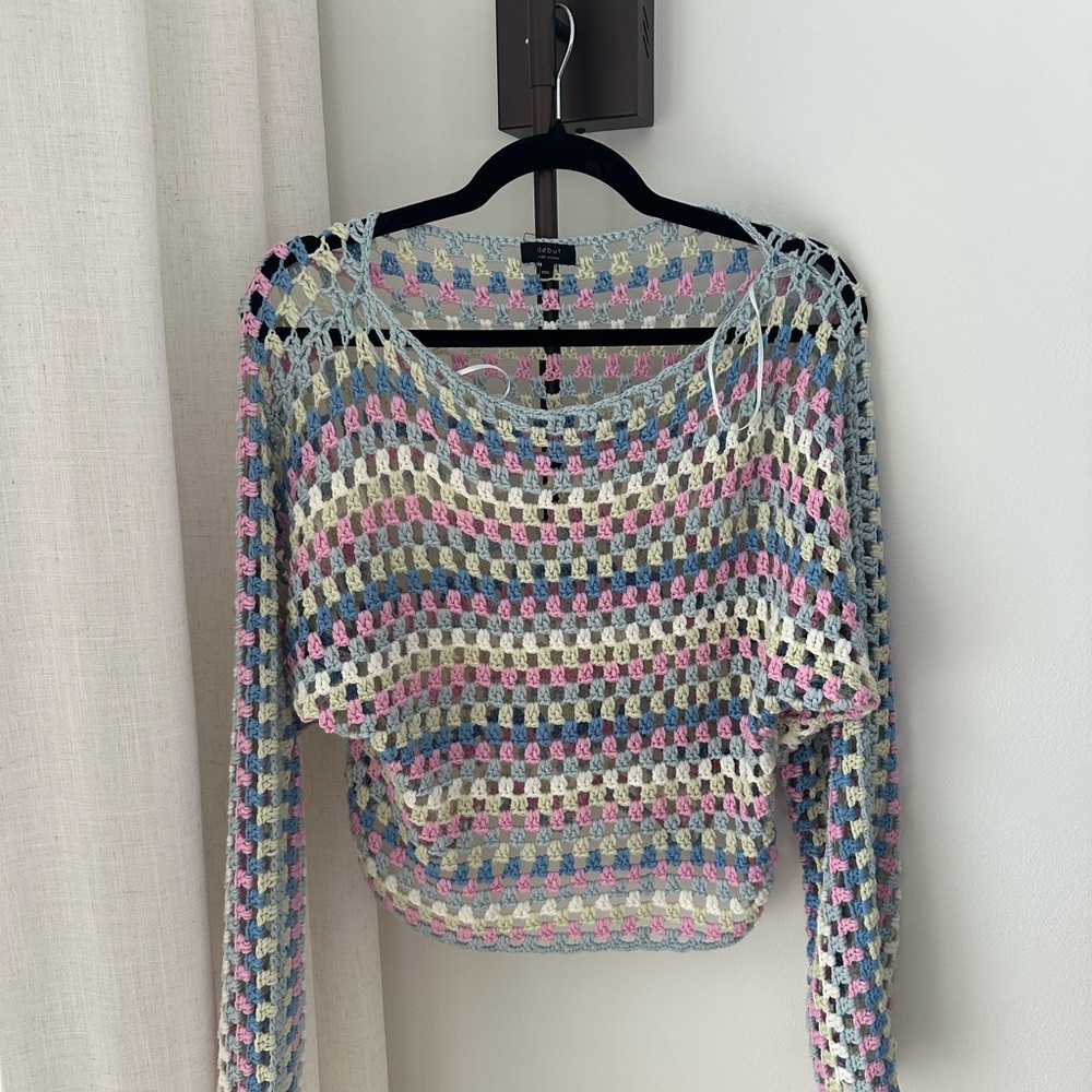 Debut Multicolor Crochet Knit Top